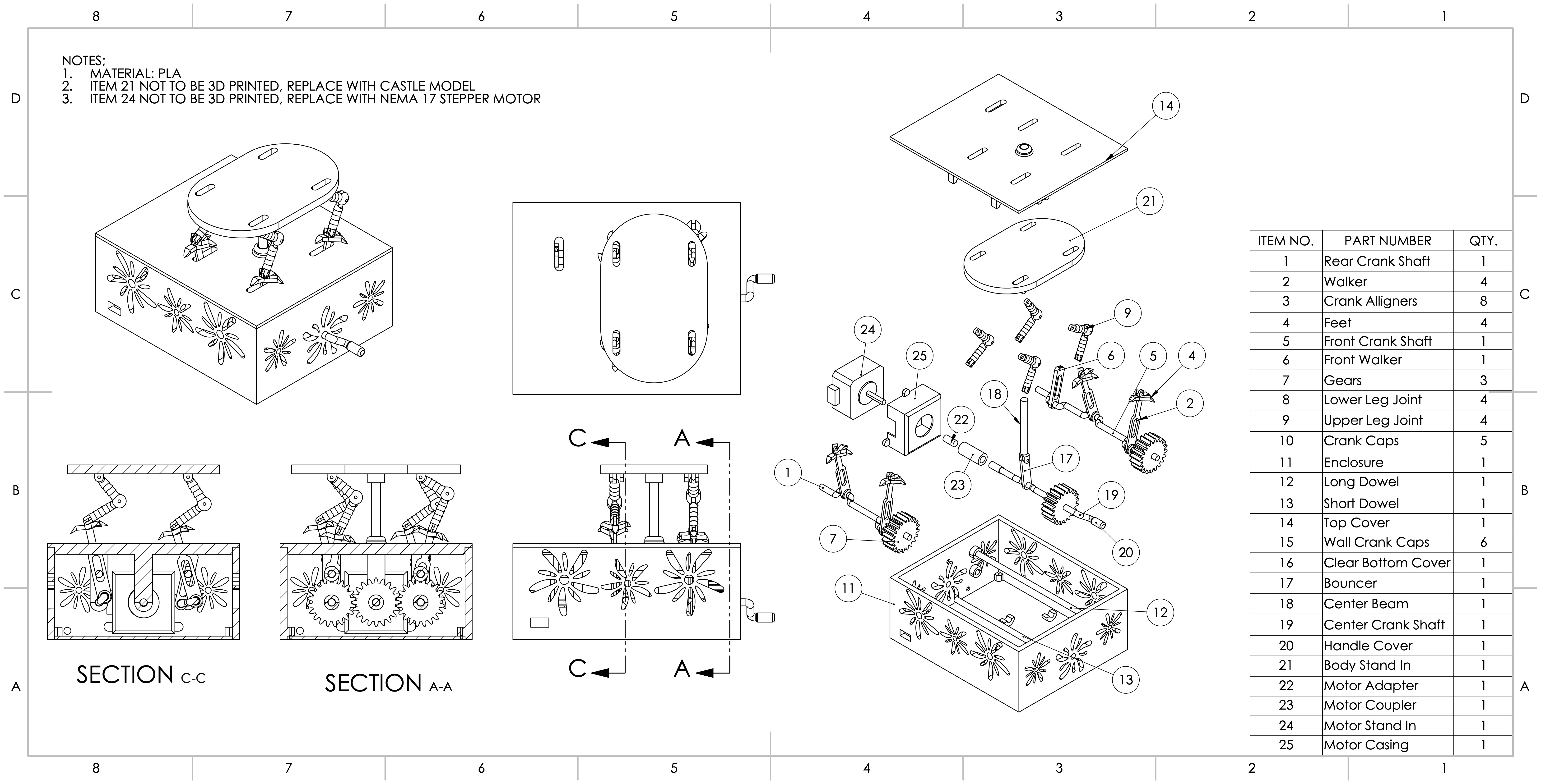 Music Box Exploded Assembly Drawing